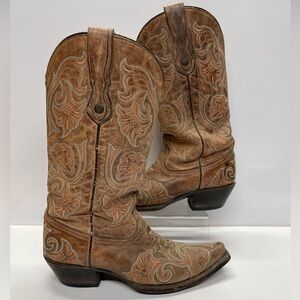 Corral Women’s Boots Leather Floral Full Stitch G1122 Size 7.5M